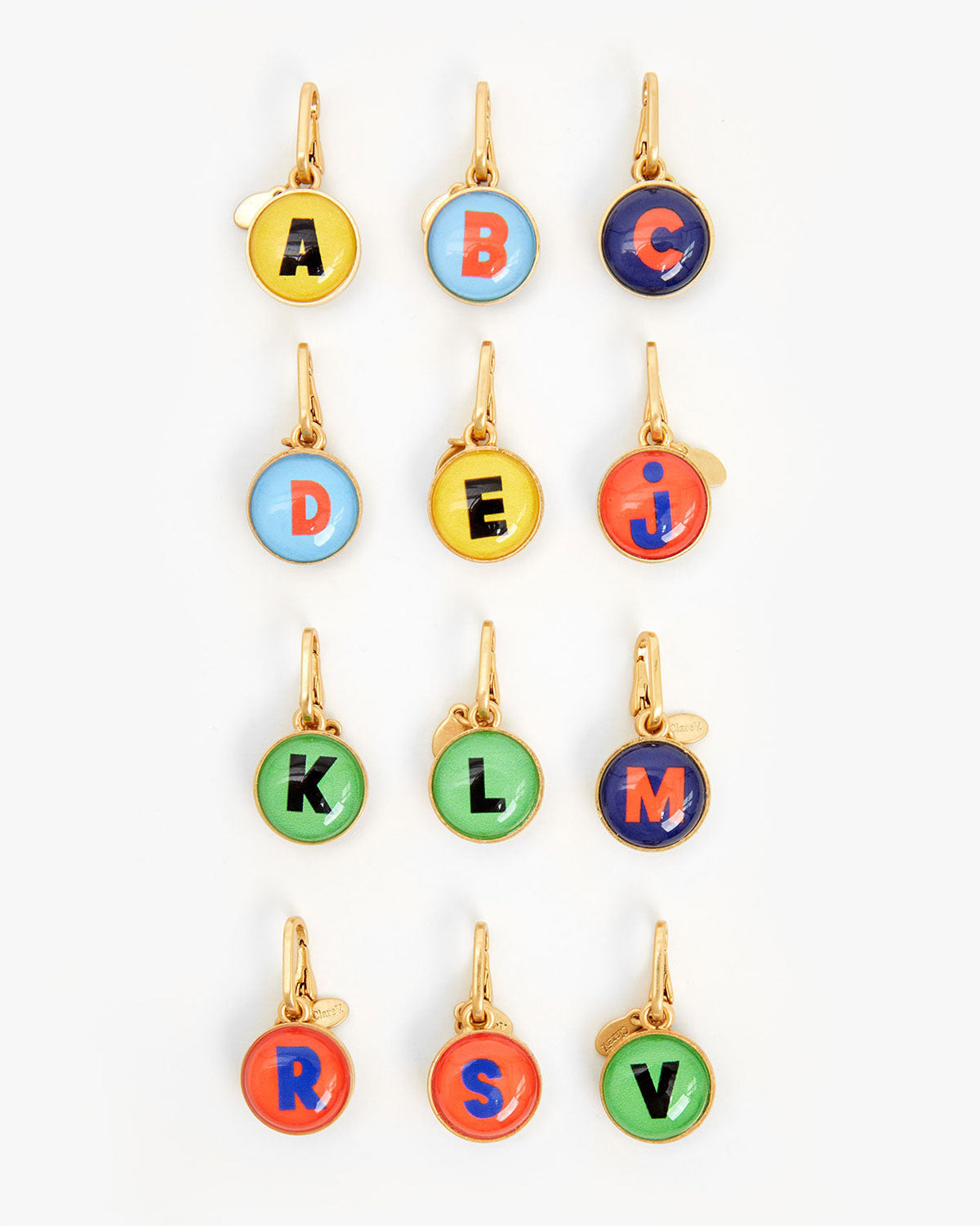 Clare V. Alphabet Charm Vintage Gold with Multi
