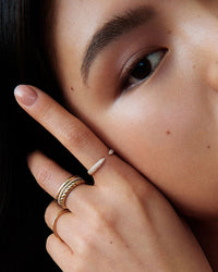 Model wearing the Kinn Studios Ennis Pavé Diamond Cuff Ring