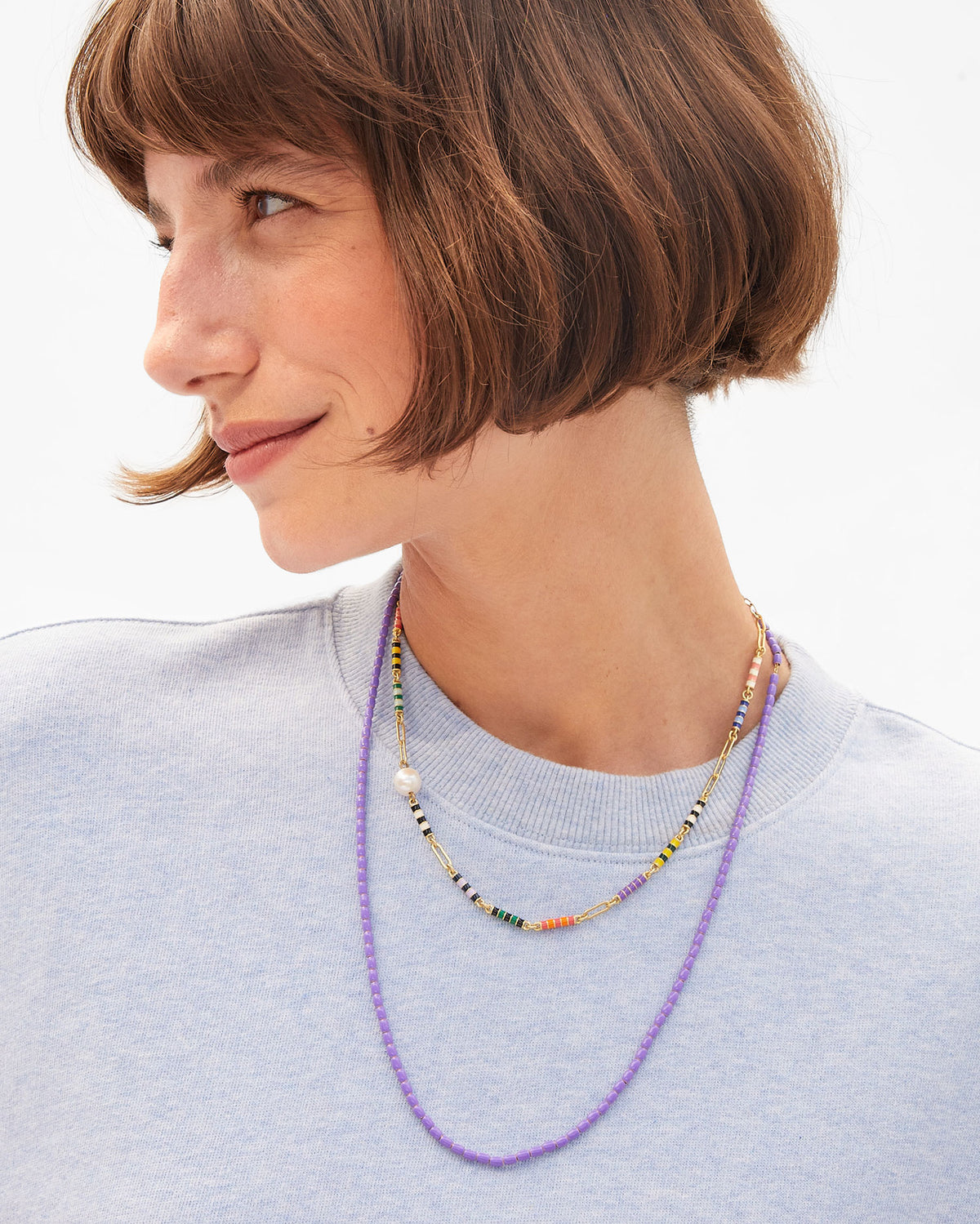 Kathie wearing Enamel Barrel Chain