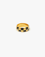 Black & Gold Enamel Checker Ring