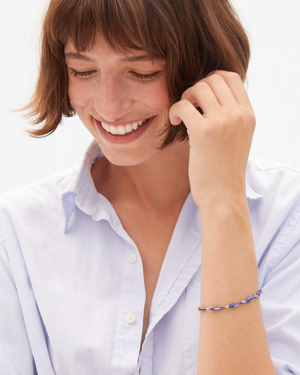 Kathie wearing Enamel Sardine Bracelet