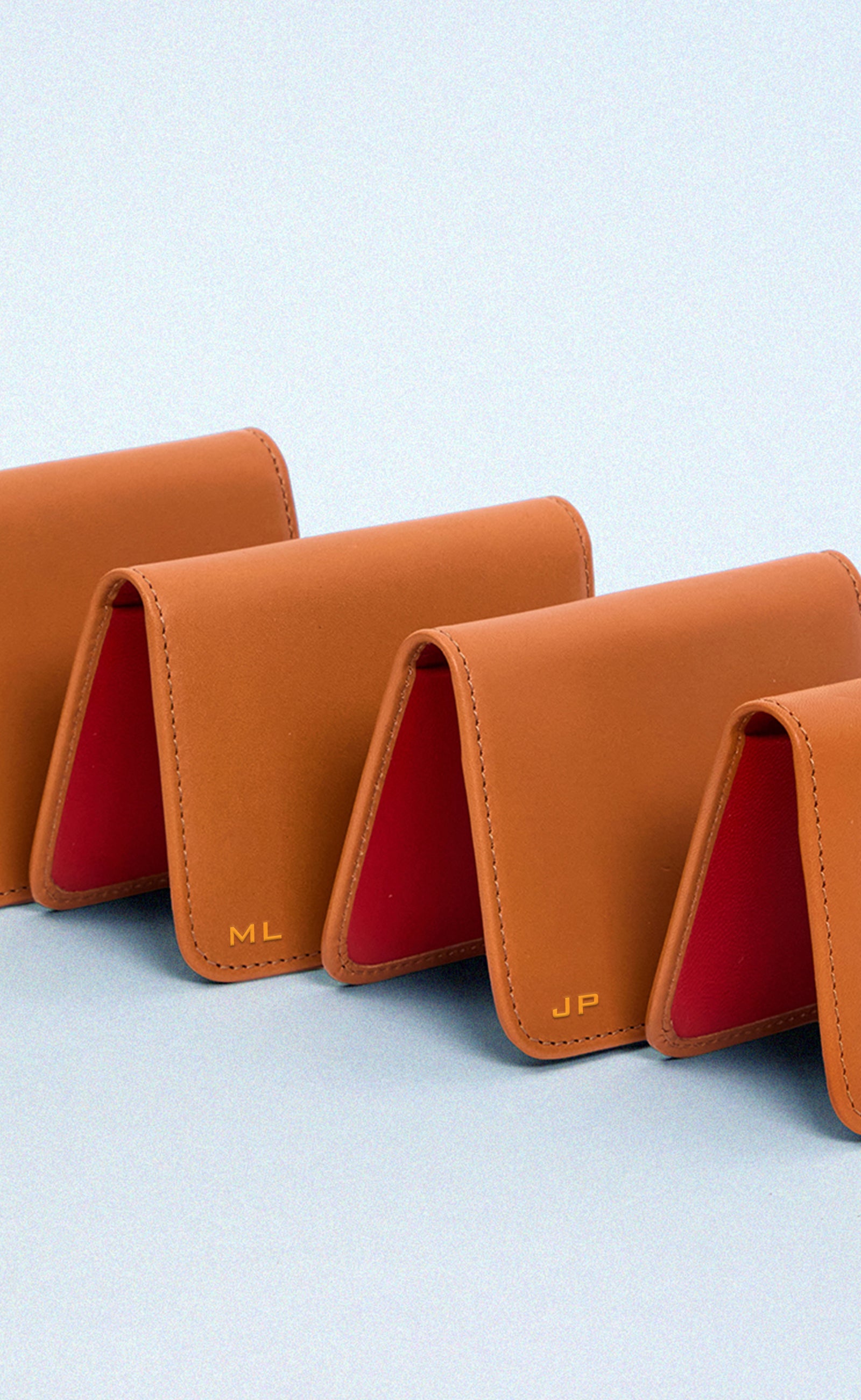 Cuoio Card Case with gold foil monogram on the lower corner.