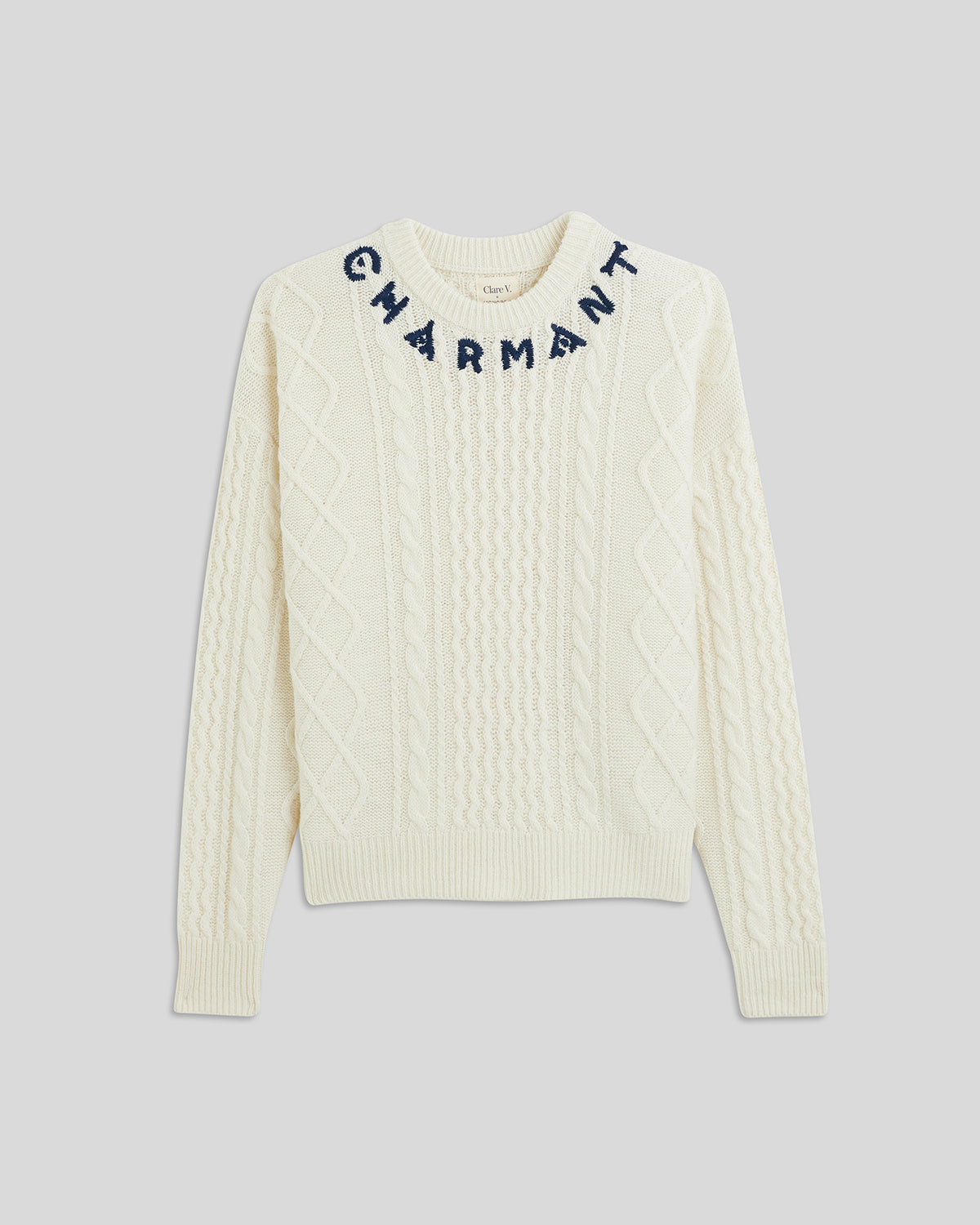 Cream w/ Navy Charmant Fisherman Sweater