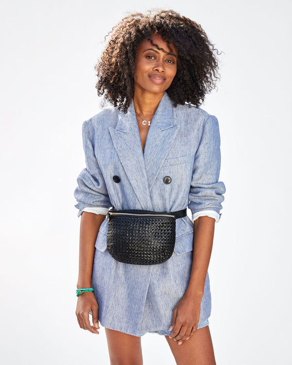 Clare V. Fannypack in Black Velvet Leather — Aggregate Supply