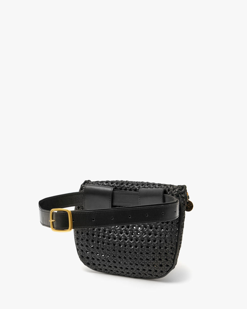 back image of the black rattan fanny pack