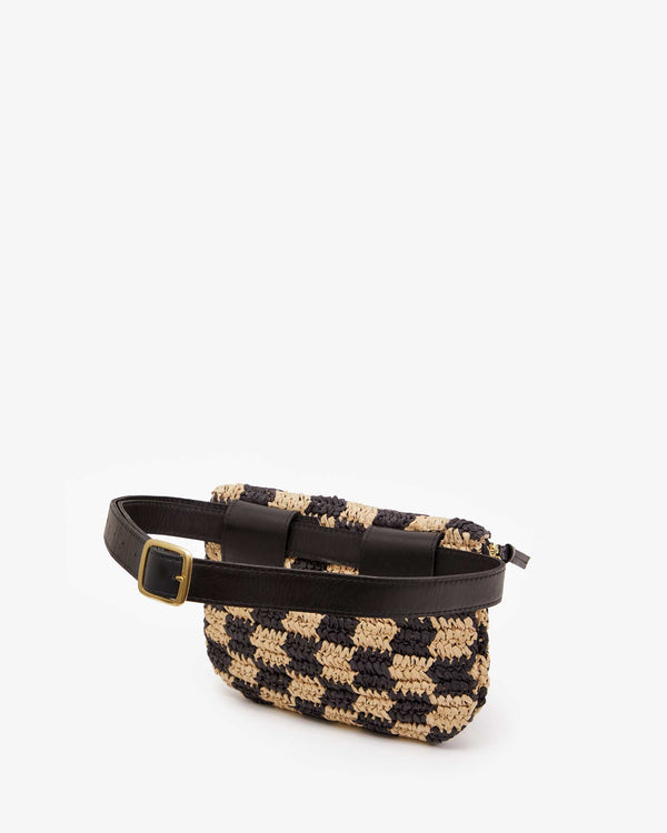 Fanny Pack Checker Raffia back