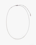 flat image of the  Sterling Silver Fine Box Chain Necklace showing the extender portion of the chain