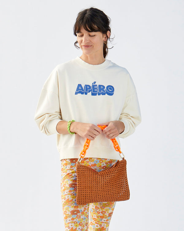 danica wearing the Cream Apéro Le drop with floral pants
