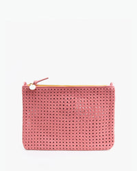 Front of the unlined Petal Rattan Flat Clutch with Tabs.