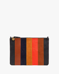 Suede / Nappa / Rustic Patchwork Flat Clutch with Tabs