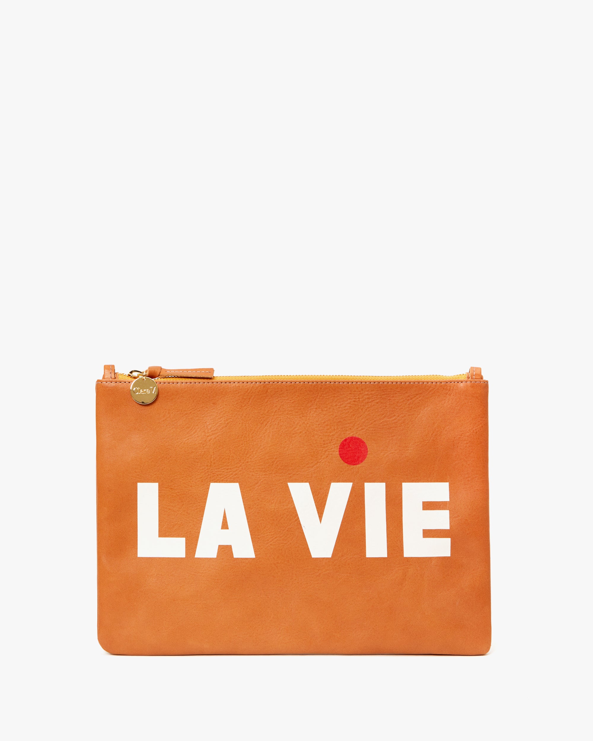 Clare V. Flat Clutch with Tabs Tan La Vie