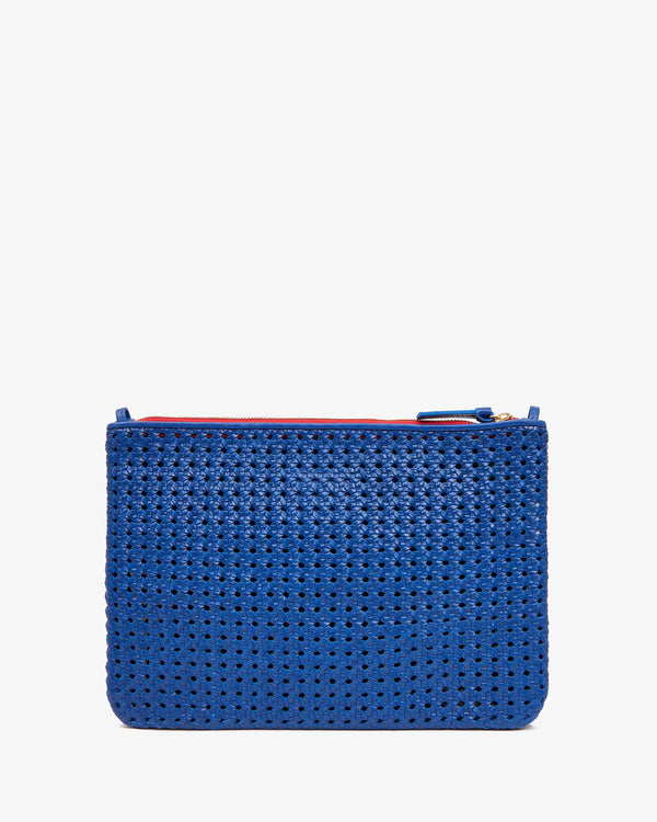 Cobalt Rattan Flat Clutch with Tabs - Back View