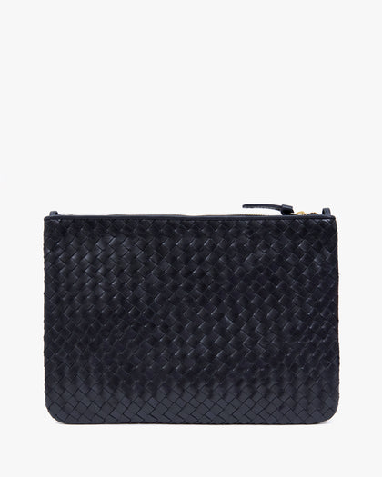 Back View of Flat Clutch with Tabs in Twilight Diagonal Woven with Poppy Hearts