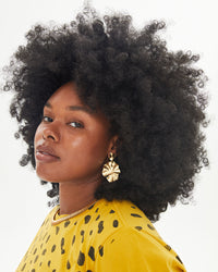 Candice wearing the Vintage Gold Flower Statement Earrings