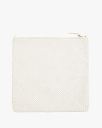 Brie diagonal woven foldover clutch with tabs unfolded