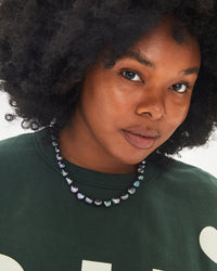 Candice wearing the Graphite Freshwater Pearl Necklace