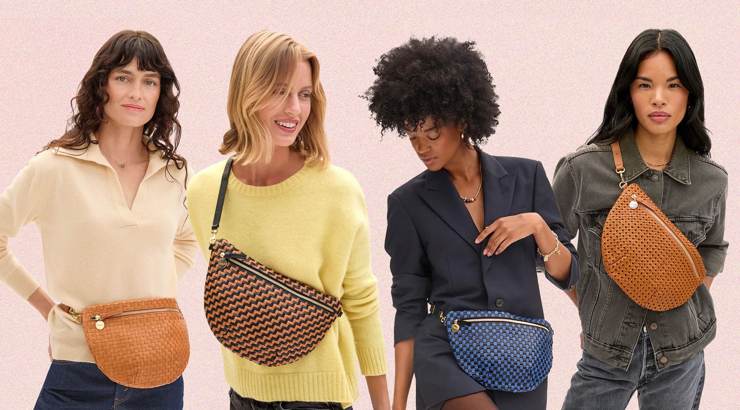 Models carrying Grande Fannys two different ways - around the waist and across the chest. 