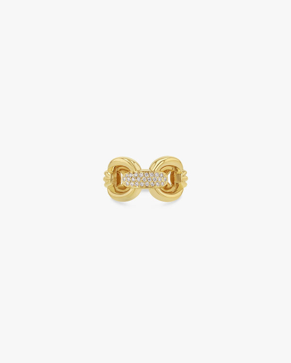 Link Column Ring w Diamonds