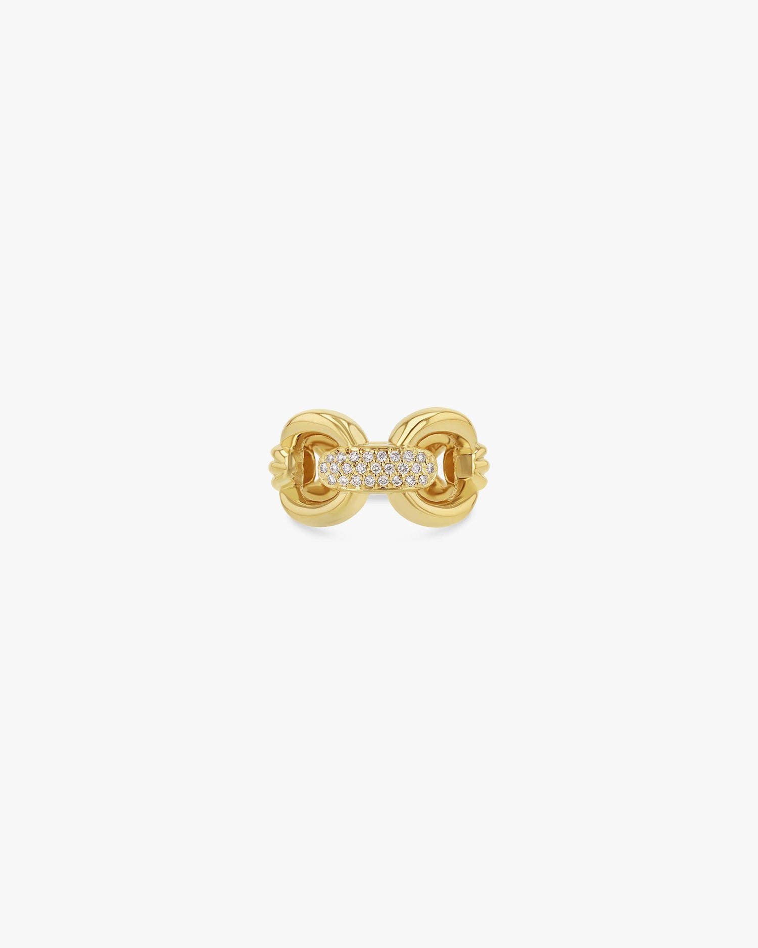Link Column Ring w Diamonds