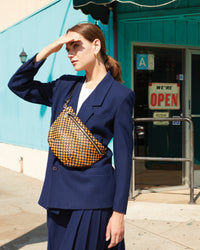 Clare V. Grande Fanny in Natural Woven Checker - Bliss Boutiques