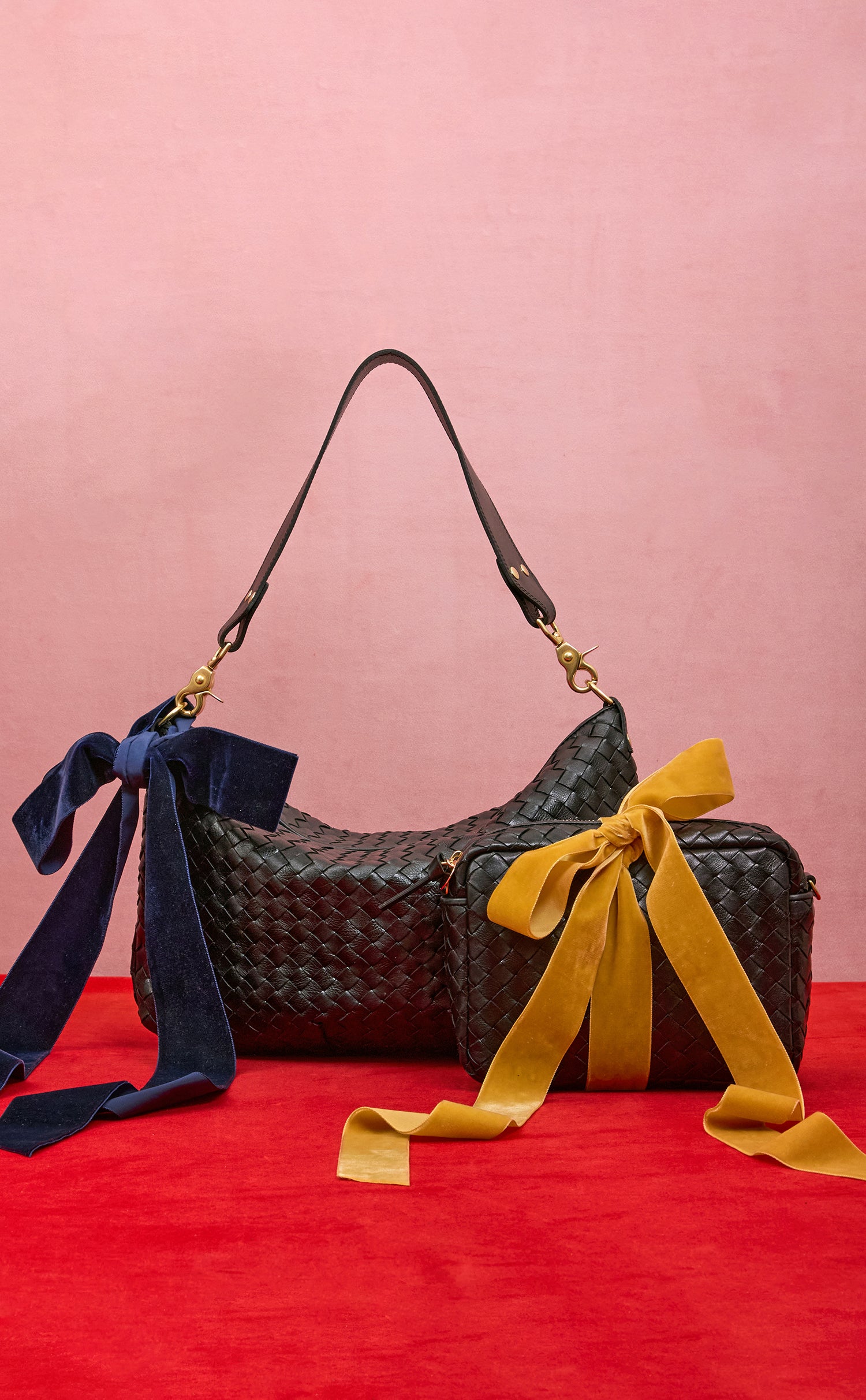 Moyen Messenger and Midi Sac with Velvet Bows. 