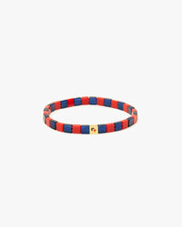 navy and poppy Glass Beaded Stretch Bracelet