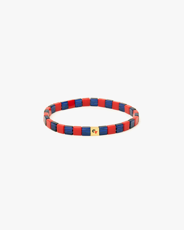 navy and poppy Glass Beaded Stretch Bracelet
