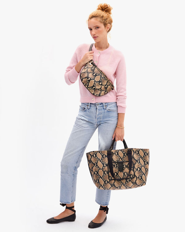 Laura holding Grande Bateau Tote