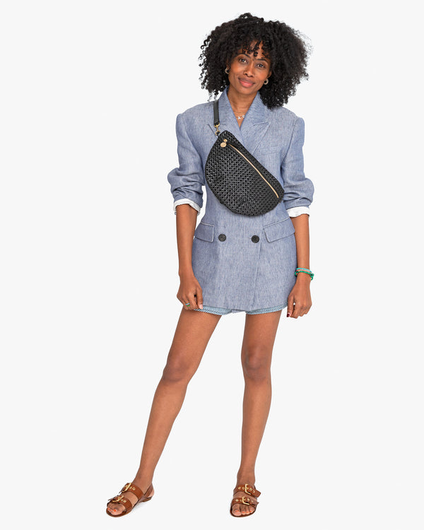 Mecca wearing the Jamie Haller Double Buckle Sandal in Cognac