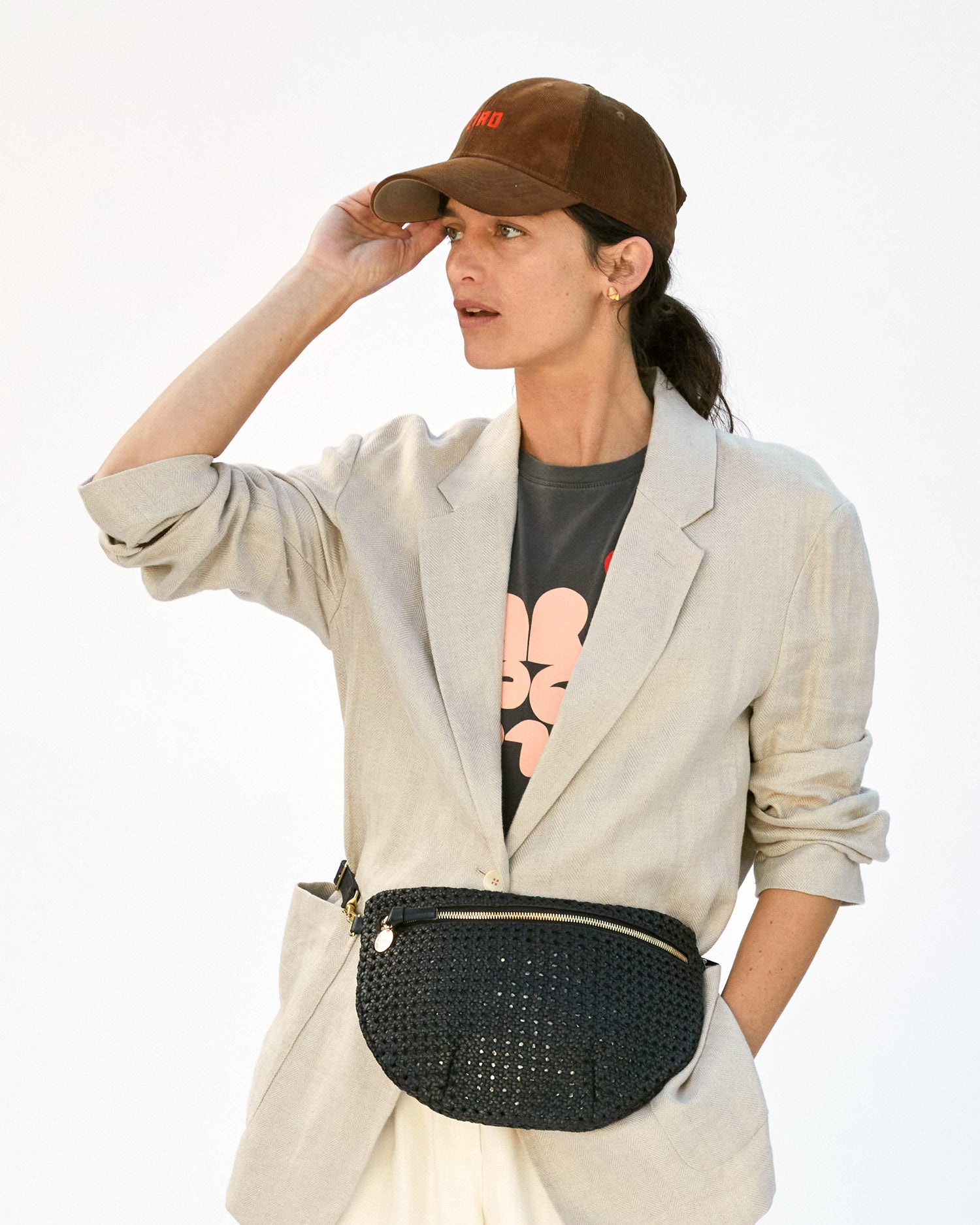 Clare V. GRANDE FANNY BAG - TAN RATTAN