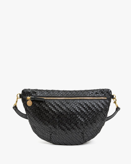 Front View of Black Woven Zig-Zag Grande Fanny