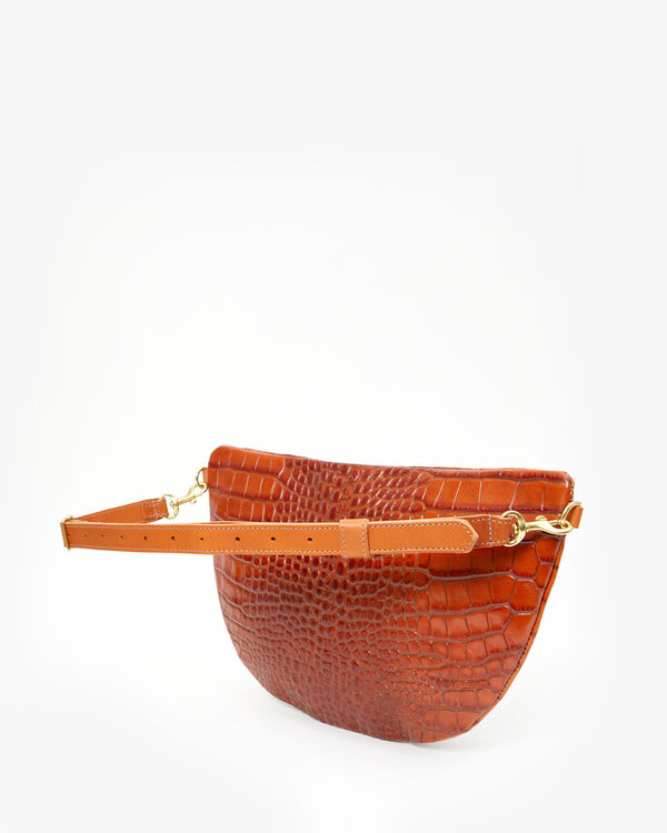 Cuoio Croco Grande Fanny Back Flat