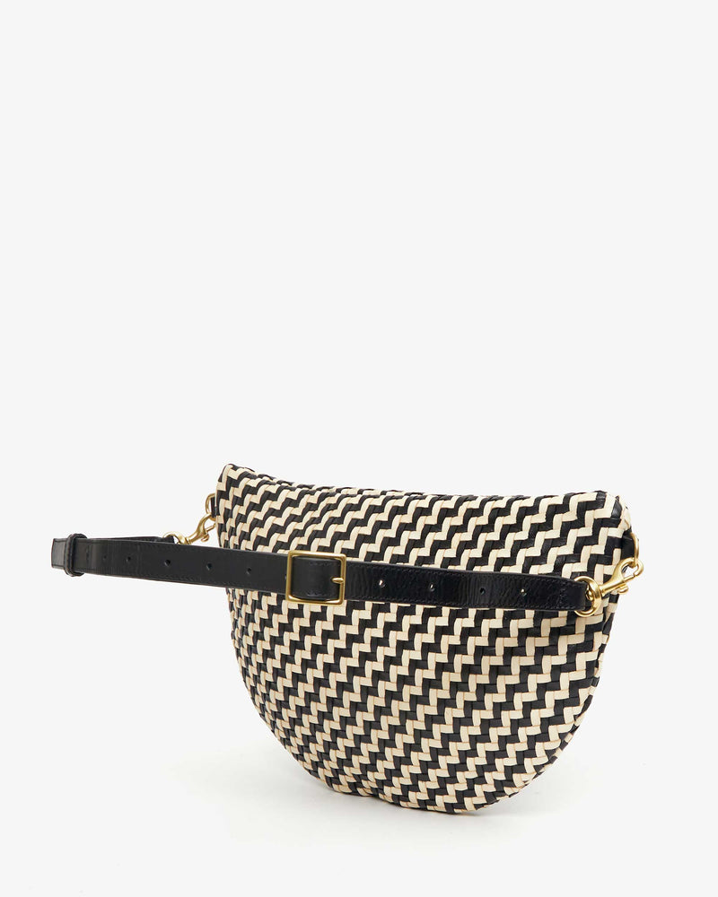 back image of the black and cream woven grande fanny