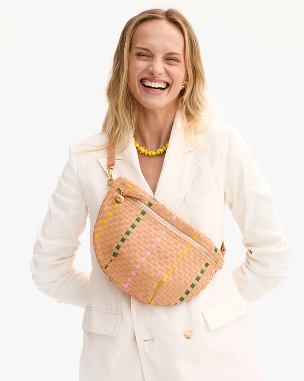 Bisque Woven Checker with Stripe Grande Fanny on Mae