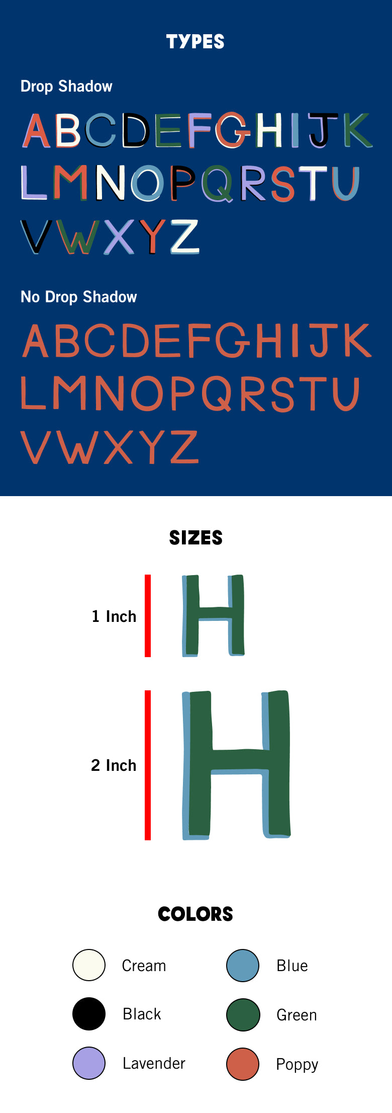 Handpainting Monogram Font and Color Options.