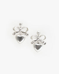 image of the Silver Heart Drop Earrings