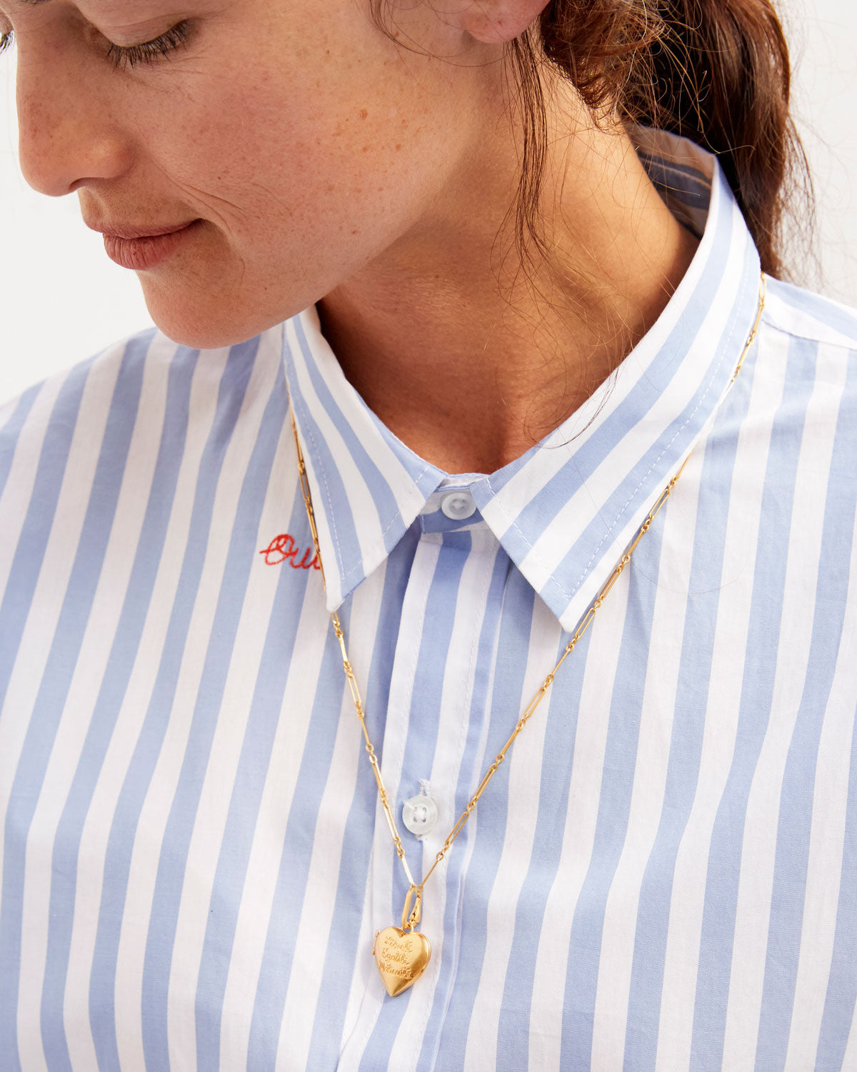 Paperclip Charm Chain with Heart Locket Charm