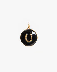 Black Horseshoe Enamel Locket
