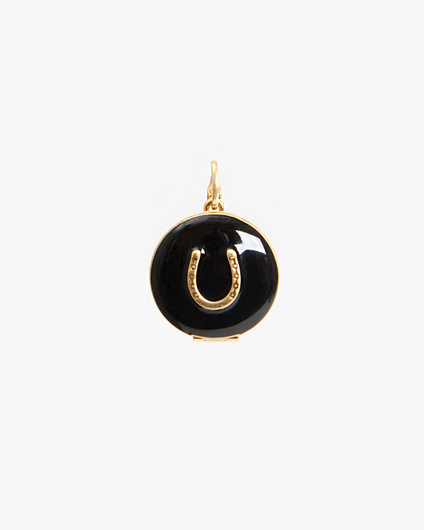 Black Horseshoe Enamel Locket