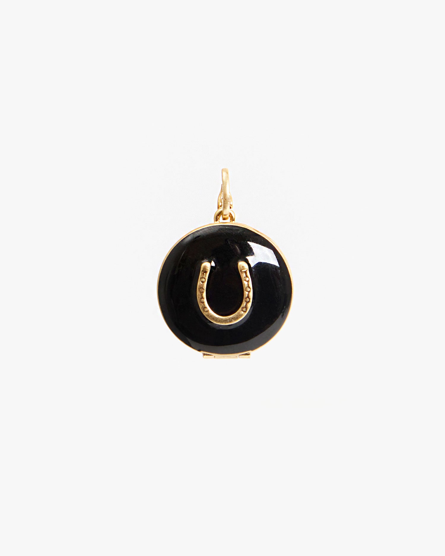 Black Horseshoe Enamel Locket