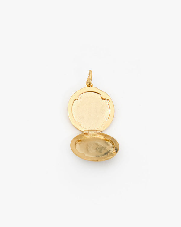 Black Horseshoe Enamel Locket opened.