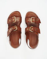 Jamie Haller Double Buckle Sandal in Cognac