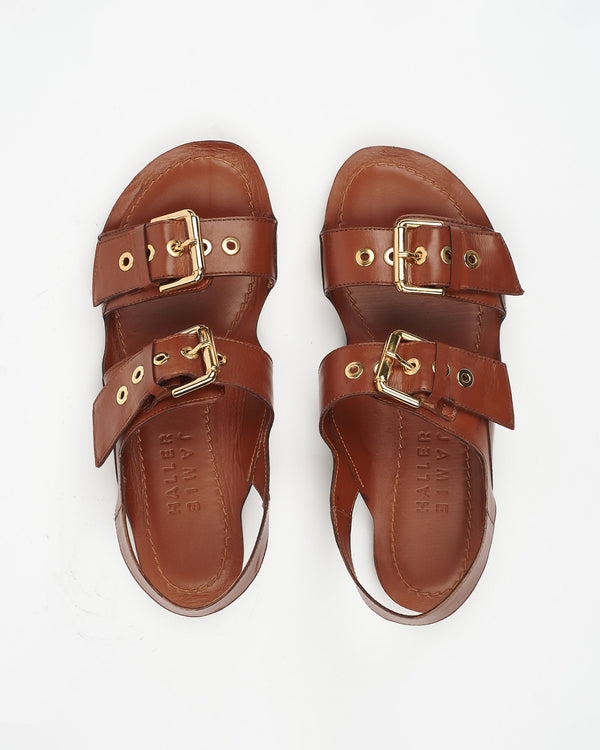 Jamie Haller Double Buckle Sandal in Cognac