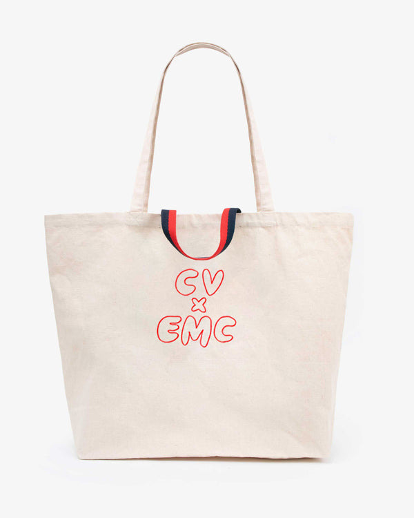 Clare V: Simple Tote : Pacific, Red Cherry & Emerald Stripe — ALCHEMY MARIN