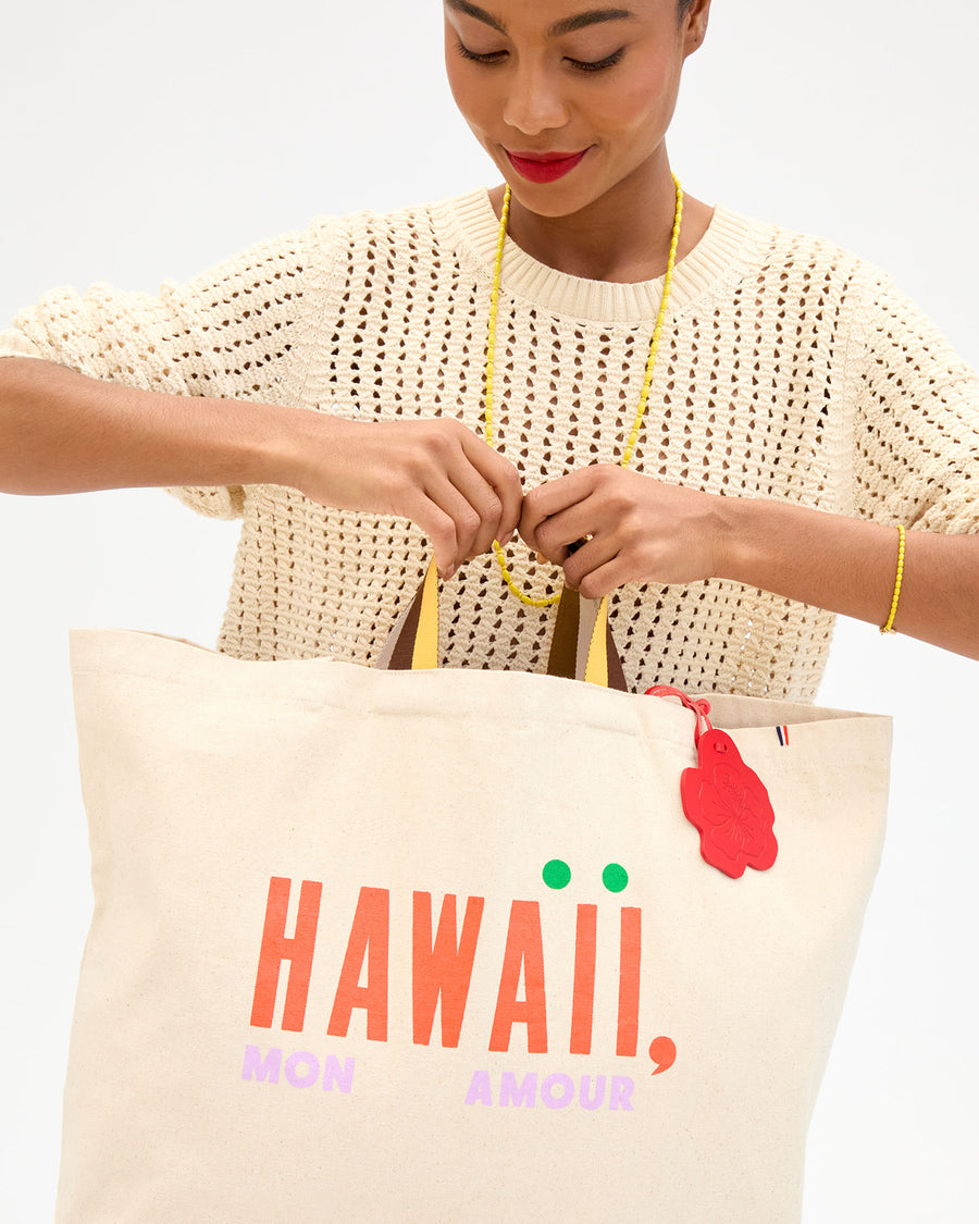 Hibiscus Fob on Jumbo Tote