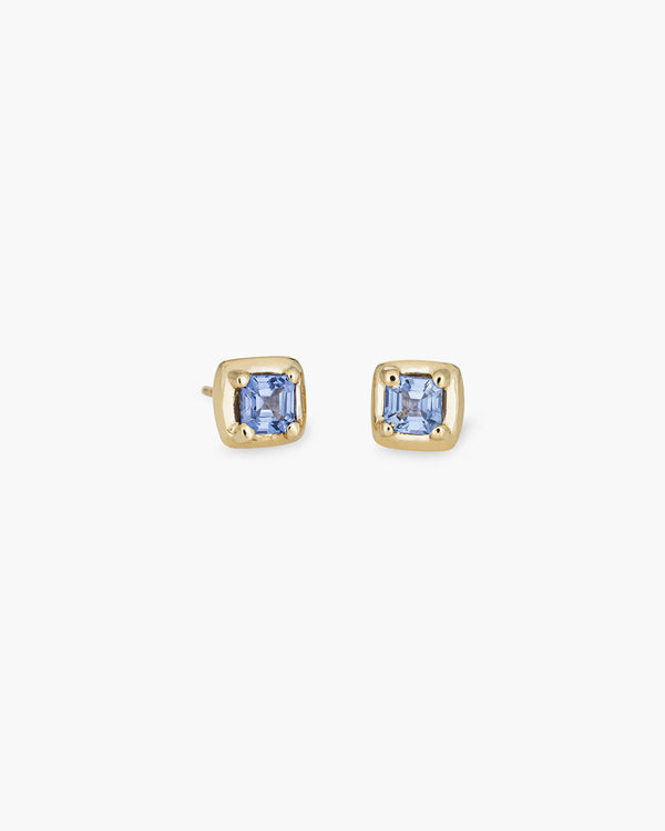 Kathryn Bentley Square Studs in Blue Sapphire