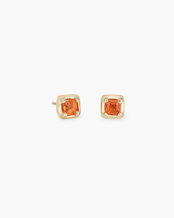 Kathryn Bentley Square Studs in Orange Sapphire