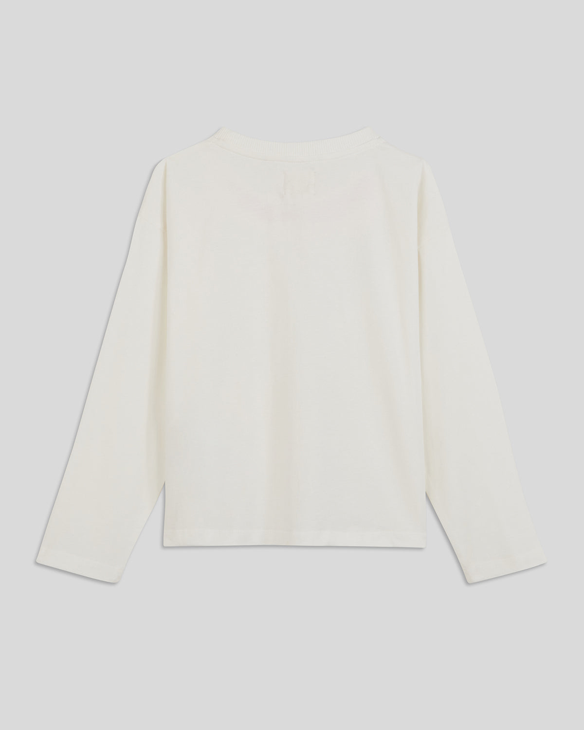 back view of the Cream w/ Dusty Pink Charmant Kids Boxy Longsleeve Tee