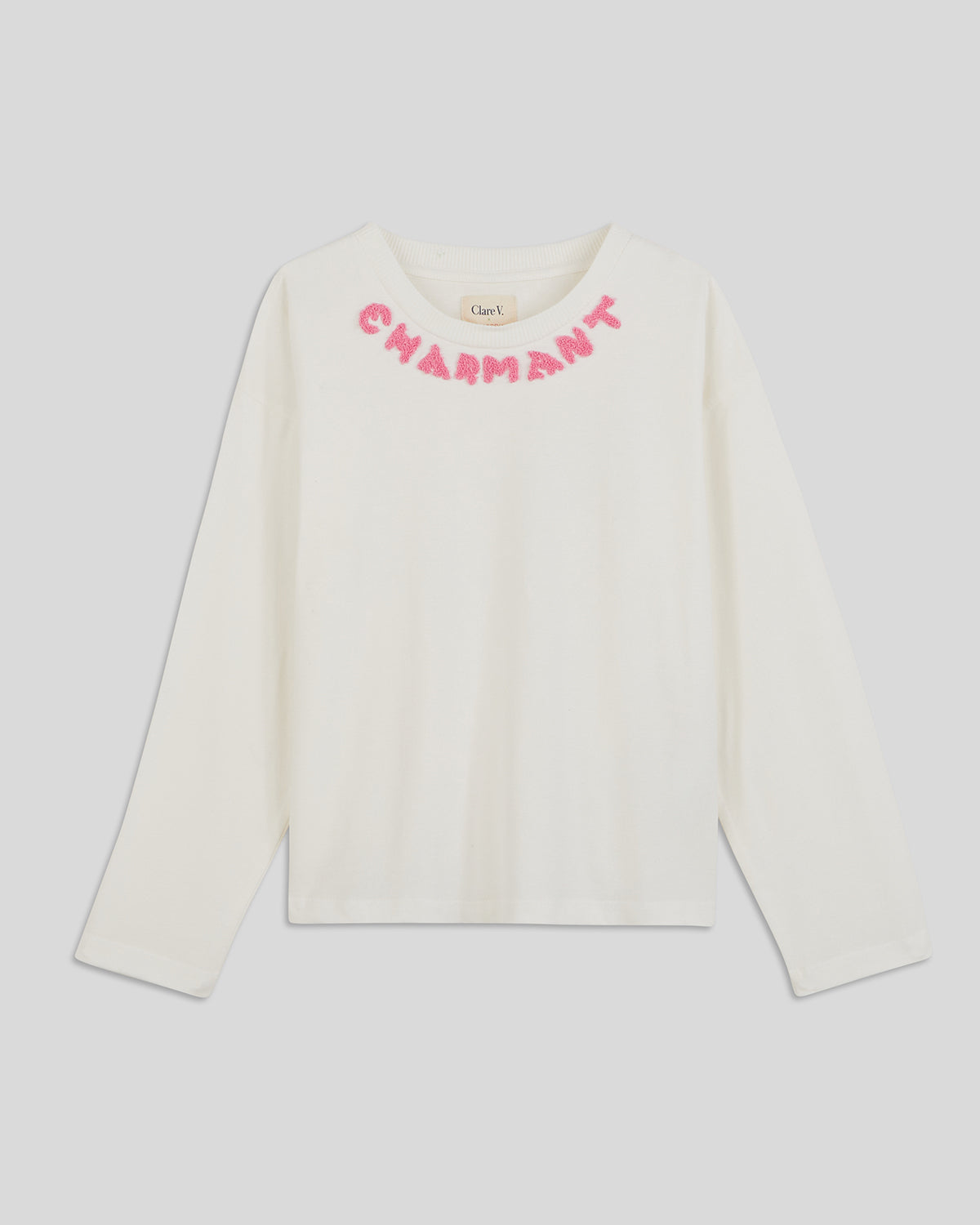 Cream w/ Dusty Pink Charmant Kids Boxy Longsleeve Tee