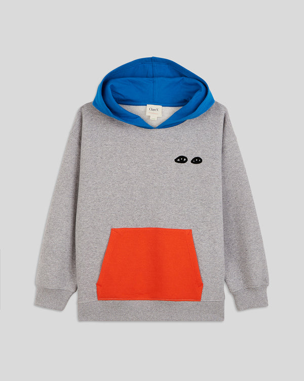 Grey w/ Poppy & Cobalt Kids Hoodie